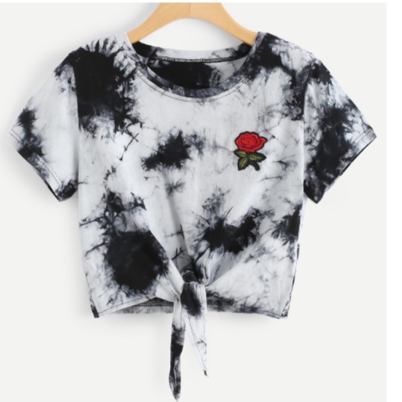 Tops - TIE DIE ROSE CROP TOP